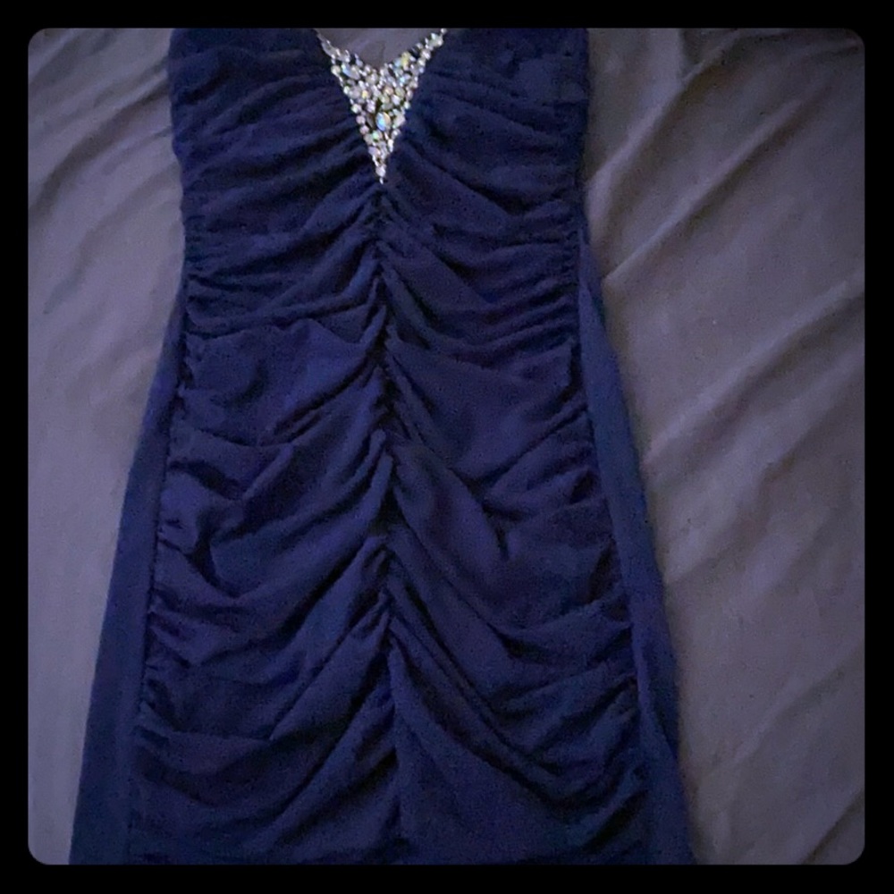 Mini Cockail Dress. Small, navy, strapless.